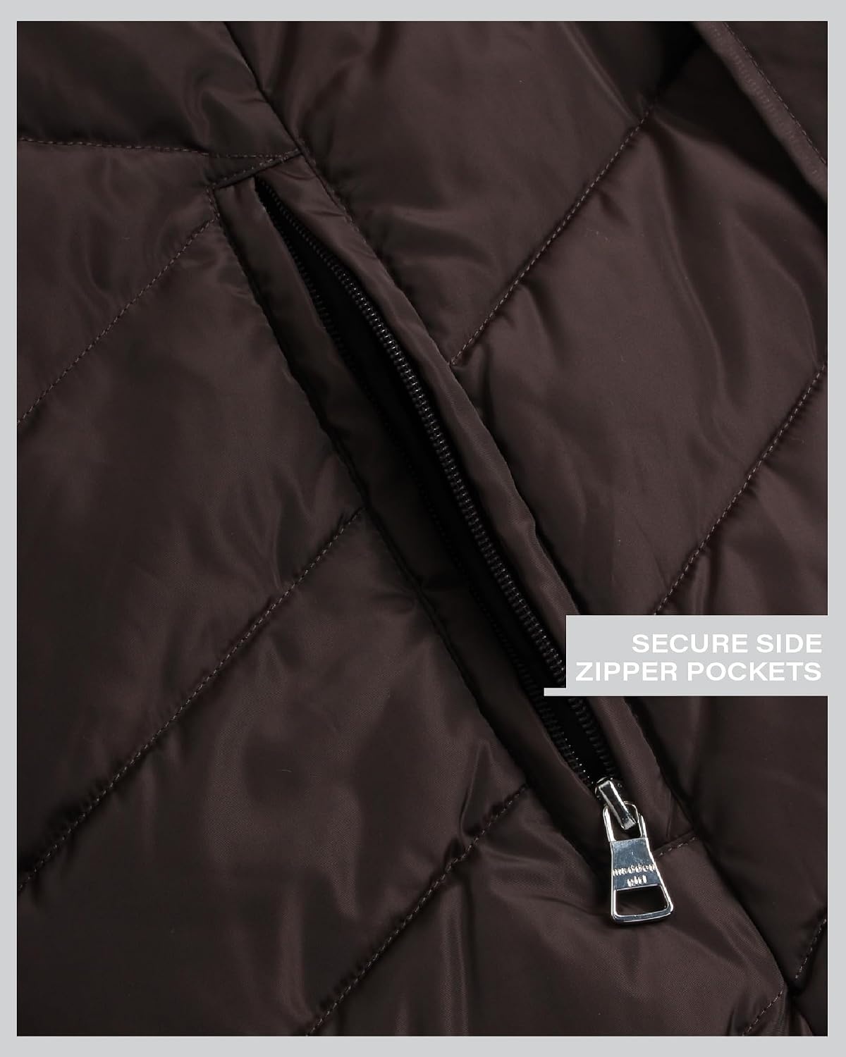 image:imageMadden Girl Womens Maxi Puffer Winter Coats Long Quilted Jackets for Women Weather Resistant Puffer Parka Hooded Jacket Weather Resistant Full Length Warmth Zipper and Button Closure Cozy Insulated Hood Zip Pockets Cold Weather ReadyChocolate