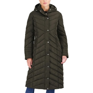 Madden Girl Womens Maxi Puffer Winter Coats – Long Quilted Jackets for Women Weather Resistant Puffer Parka Hooded Jacket | Weather Resistant Full Length Warmth, Zipper and Button Closure, Cozy Insulated Hood, Zip Pockets Cold Weather Ready(Olive)