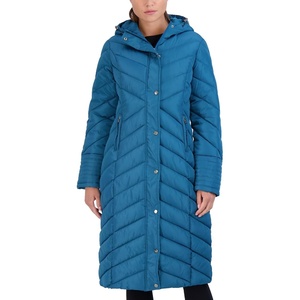 Madden Girl Womens Maxi Puffer Winter Coats – Long Quilted Jackets for Women Weather Resistant Puffer Parka Hooded Jacket | Weather Resistant Full Length Warmth, Zipper and Button Closure, Cozy Insulated Hood, Zip Pockets Cold Weather Ready(Peacock)
