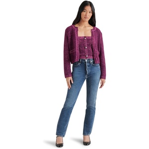 Steve Madden Women’s Apparel Emelia Sweater Jacket(Aubergine)