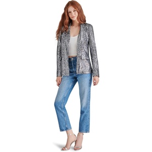 Steve Madden Womens Payton Blazer(Silver Sequin)