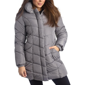Steve Madden Womens Winter Coat, Long Puffer Jacket, Heavyweight Parka | Heavyweight, Insulated Quilted Fleece Warmth, Windproof Longline Coverage, Zip Pockets, Removable Hood for Cold Weather Wear(Titanium)