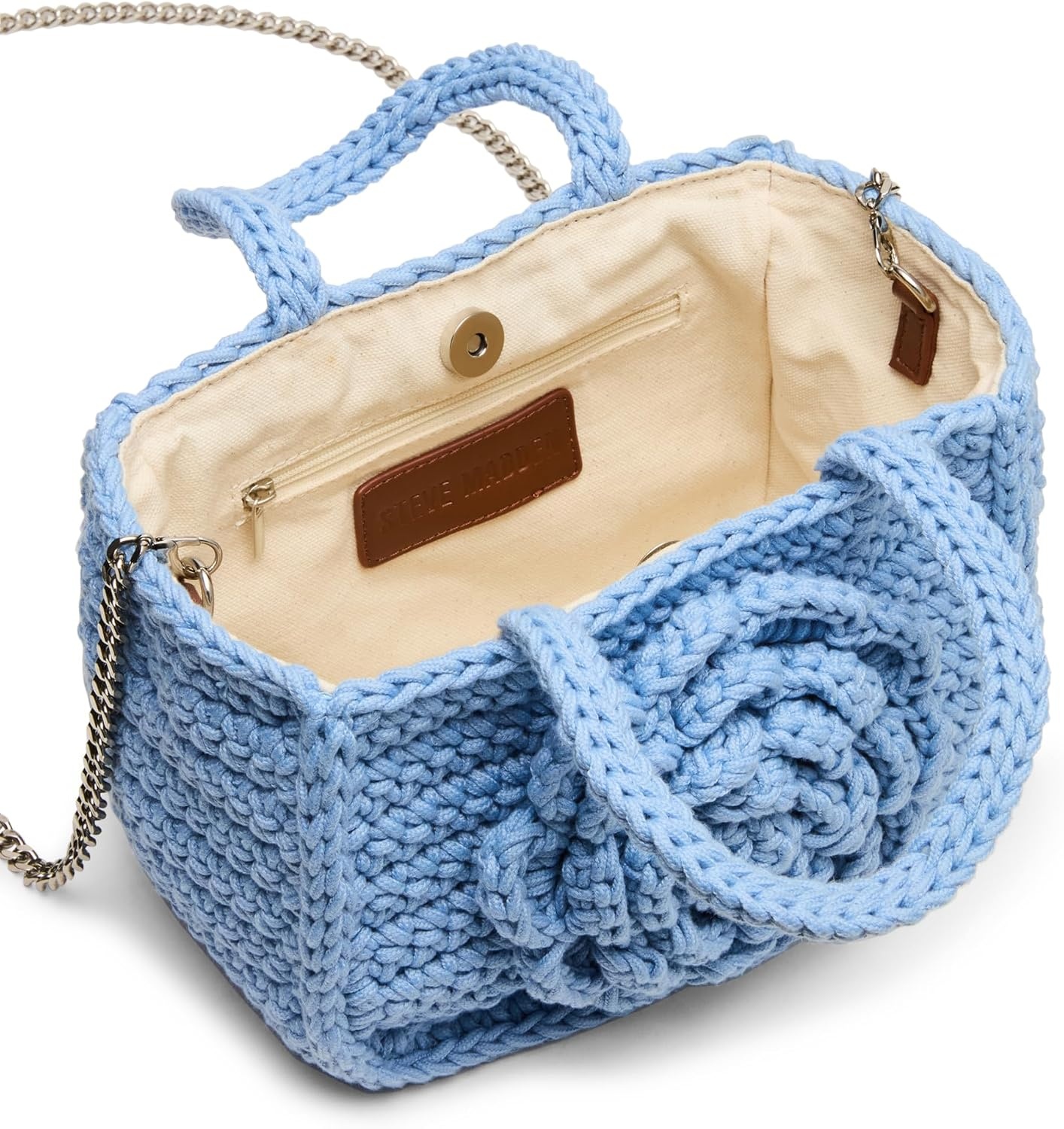 image:imageSteve Madden Womens Steve Madden Luvly Crochet Mini Top HandleLight Blue