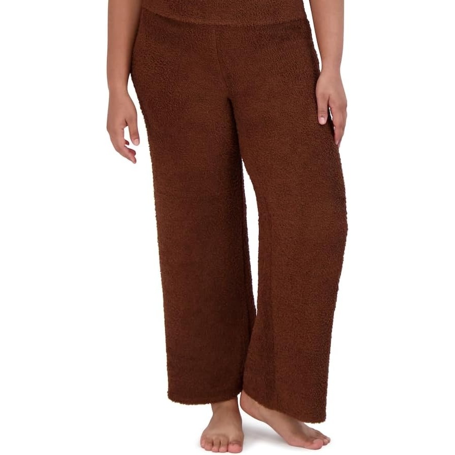 image:imageSteve Madden Womens Womens Fuzzy WideLeg Chenille Sleep Pants Cozy Pajama BottomsTiramisu