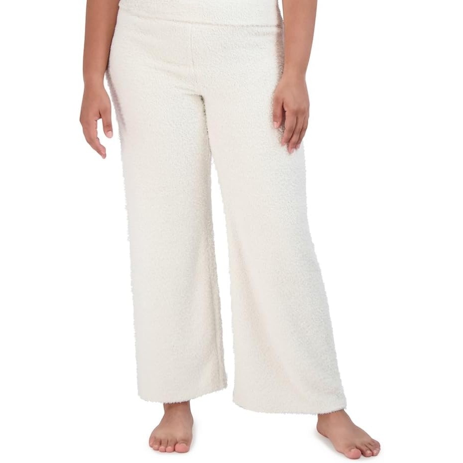 image:imageSteve Madden Womens Womens Fuzzy WideLeg Chenille Sleep Pants Cozy Pajama BottomsWhite