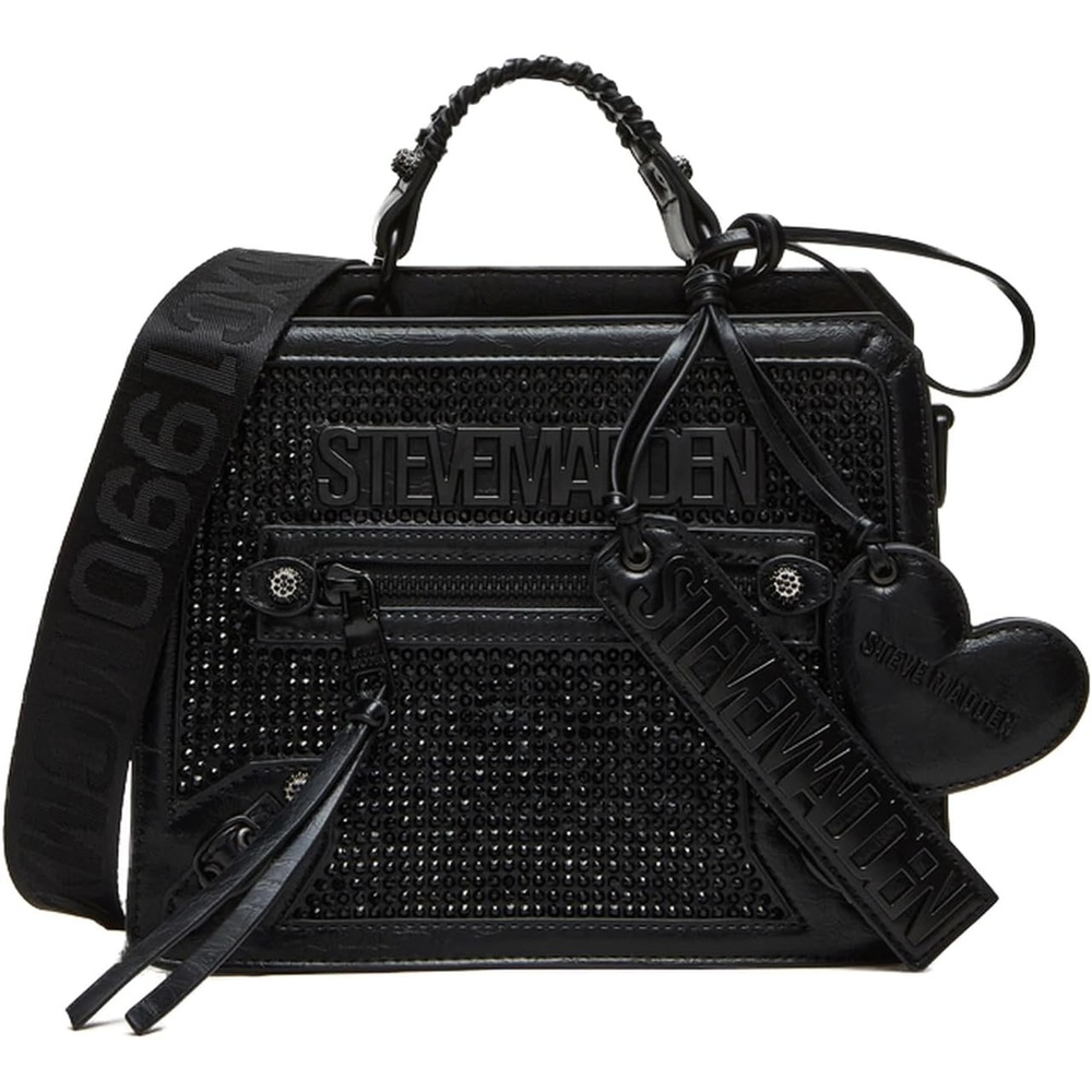 image:imageSteve Madden womens Steve Madden EVELYN Logo Plaque Top HandleBlack