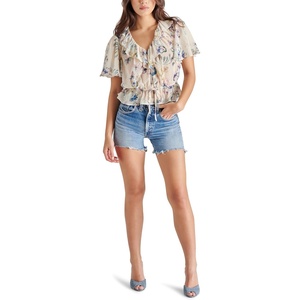 Steve Madden Apparel Women’s Brighton Top, Cream,X-Small