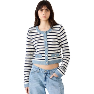 Steve Madden Women’s Casette Sweater Cardigan(Ivory Stripe)
