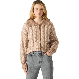 Steve Madden Women’s Michaella Cable Cardigan(Mocha Heather)