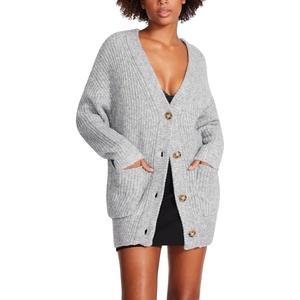 Steve Madden Women’s Rayna Cardigan Sweater(Heather Grey)