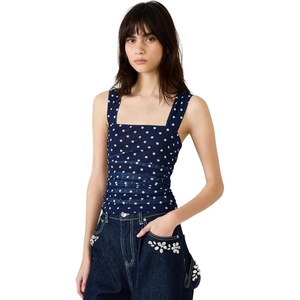 Steve Madden Women’s Rorry Polka Dot Knit Top(Admiral Dot)