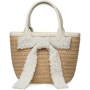 Steve Madden Women’s Steve Madden Boww Mini Straw Top Handle W/Bow(White Multi)