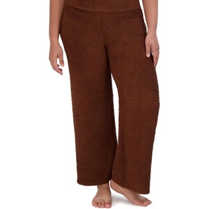 Steve Madden Women’s Women’s Fuzzy Wide-Leg Chenille Sleep Pants, Cozy Pajama Bottoms(Tiramisu)