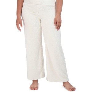 Steve Madden Women’s Women’s Fuzzy Wide-Leg Chenille Sleep Pants, Cozy Pajama Bottoms(White)