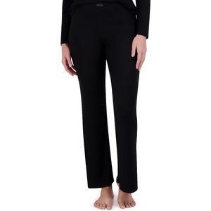 Steve Madden Women’s Women’s Ribbed Flare-Leg Sleep Pants(Black)