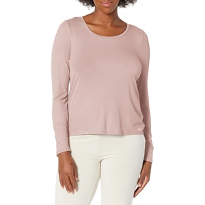 Steve Madden Womens Women’s Ribbed Long-Sleeve Sleep TeeNight Shirt(Bark)
