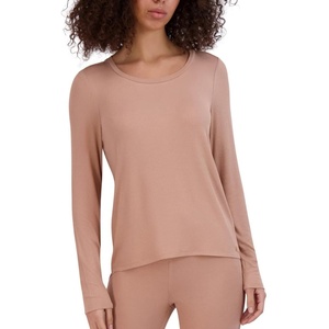 Steve Madden Womens Women’s Ribbed Long-Sleeve Sleep TeeNight Shirt(Praline)