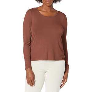 Steve Madden Womens Women’s Ribbed Long-Sleeve Sleep TeeNight Shirt(Tiramisu)