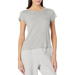 Steve Madden Women’s Women’s Ribbed Short-Sleeve Sleep Tee(Heather Grey)