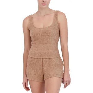 Steve Madden Womens Women’s Scoop-Neck Chenille Sleep Tank Top(Praline)