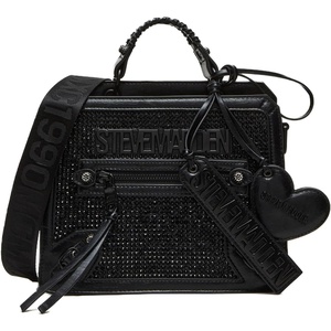Steve Madden womens Steve Madden EVELYN Logo Plaque Top Handle(Black)