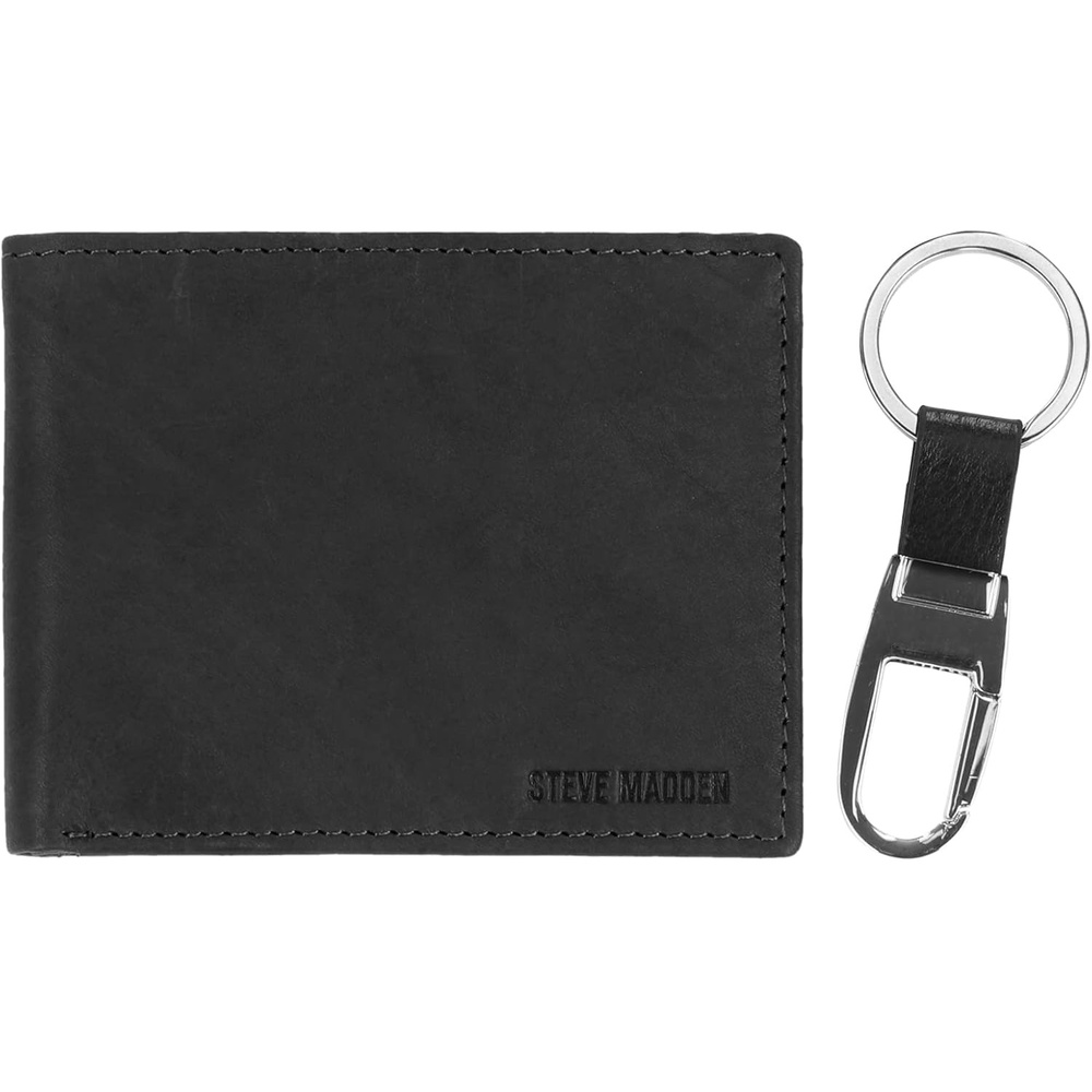 image:imageSteve Madden Mens RFID Leather Wallet Gift Set with Key Fob