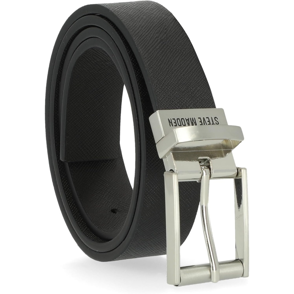 image:imageSteve Madden Mens Reversible Mens Dress Casual Every Day Leather BeltBlackBrown Textured