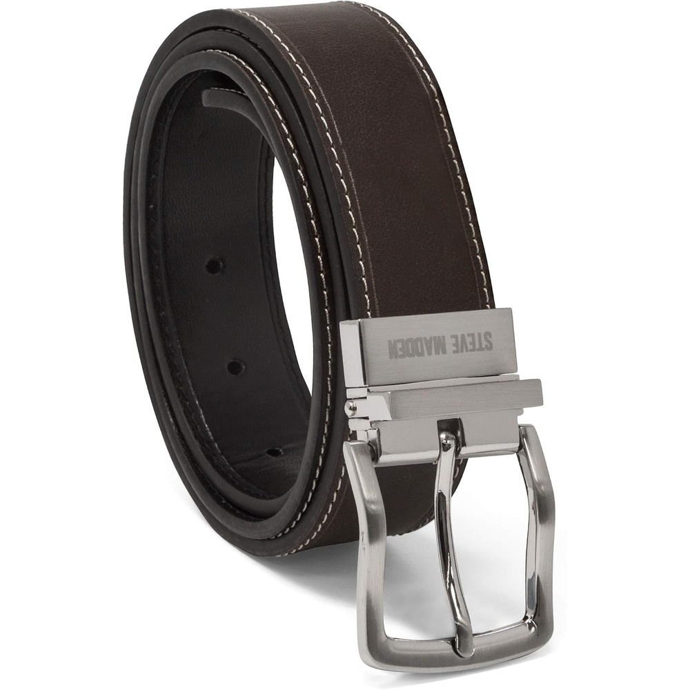 image:imageSteve Madden Mens Reversible Mens Dress Casual Every Day Leather BeltBrownBlack Oil Tanned