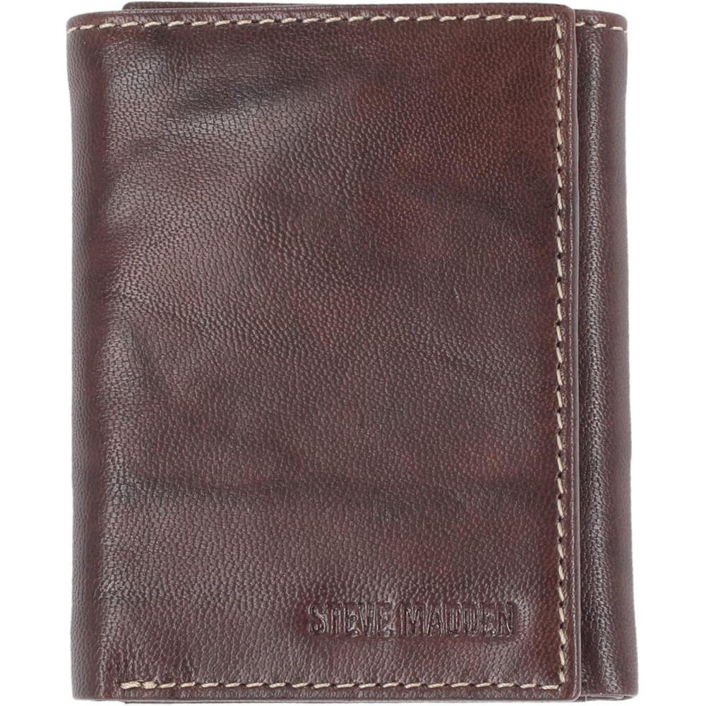 image:imageSteve Madden Mens Rfid Trifold Wallet With Id WindowBrown Antique