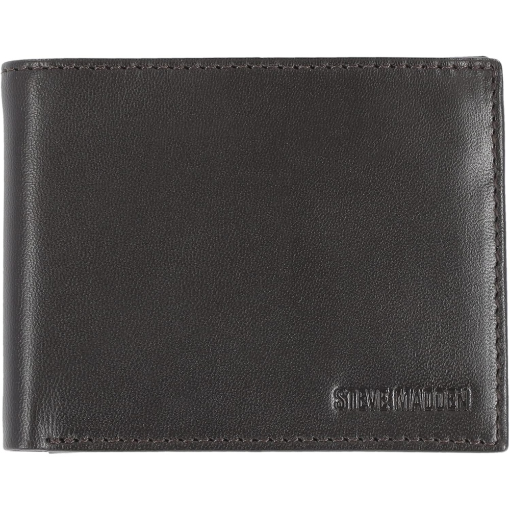 image:imageSteve Madden Mens Slim Leather Wallet with Extra Capacity Attached Flip PocketsBrown Glove