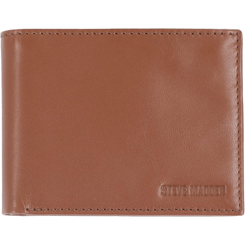image:imageSteve Madden Mens Slim Leather Wallet with Extra Capacity Attached Flip PocketsCognac Glove