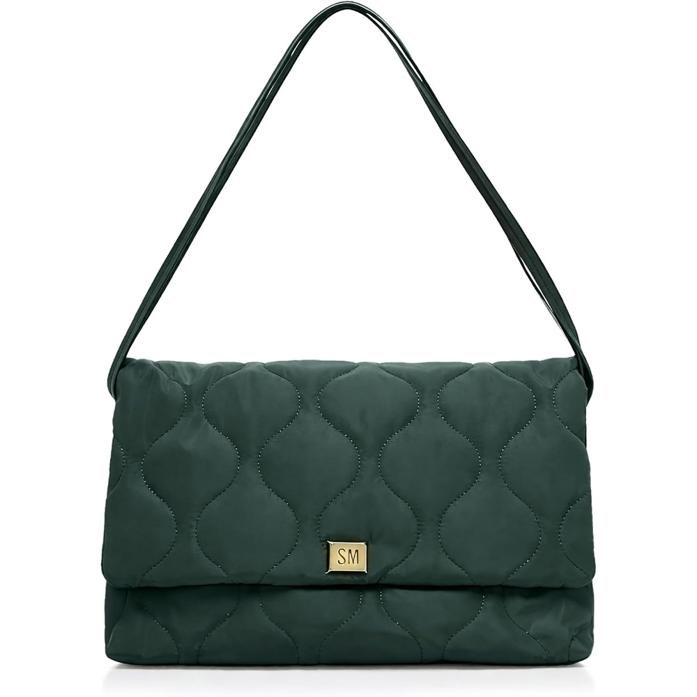 image:imageSteve Madden Womens Steve Madden Bclove Quilted Nylon Shoulder BagDeep Emerald