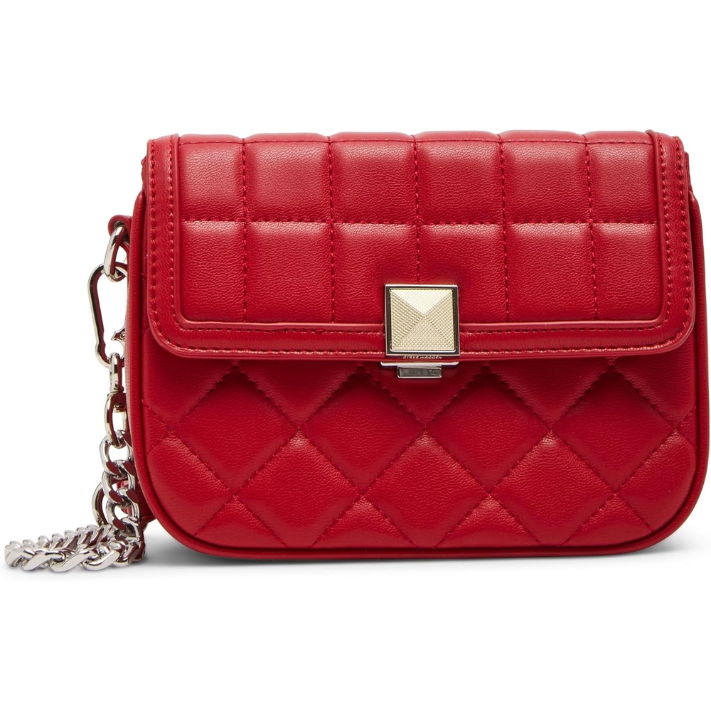 image:imageSteve Madden Womens Steve Madden Carla Mixed Quilt Flap CrossbodyRed