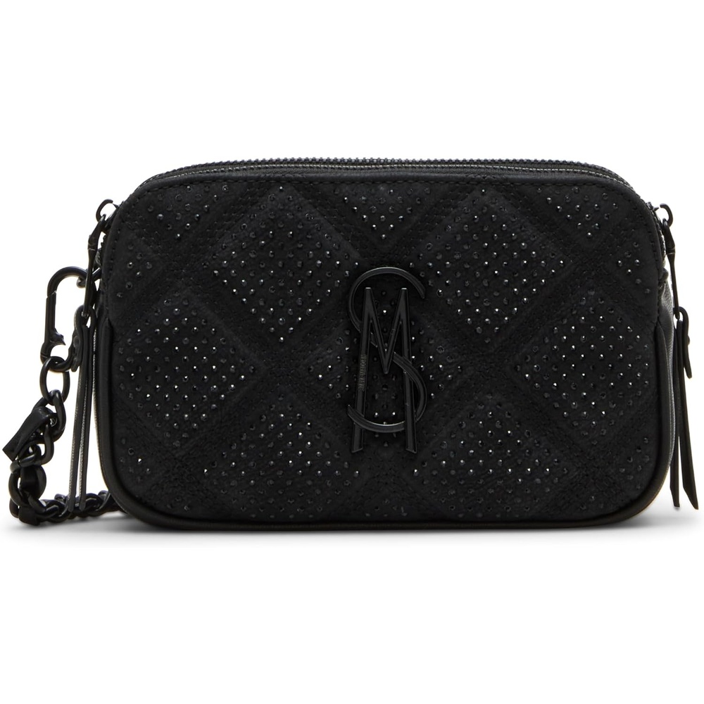 image:imageSteve Madden Womens Steve Madden Daisyr Quilted Double Zip Crossbody With StonesBlack