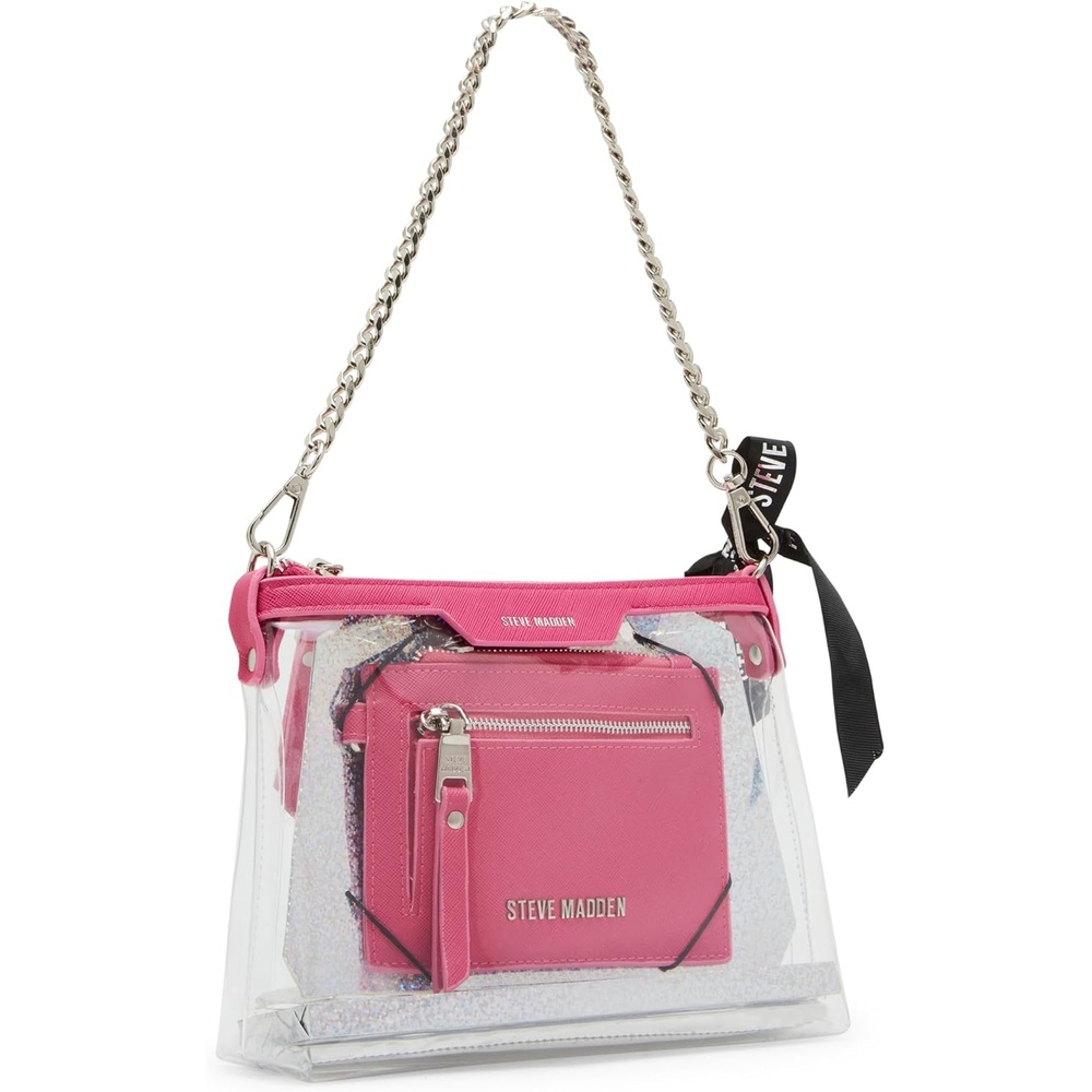 image:imageSteve Madden Womens Steve Madden Dominic Clear Pouch With Card Case Gift SetHot Pink