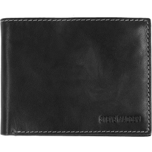 Steve Madden Men’s Antique Leather Passcase Wallet(Black)