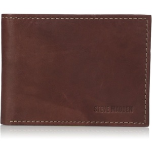 Steve Madden Men’s Antique Leather Passcase Wallet(Brown)