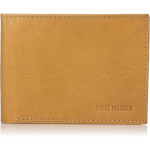 Steve Madden Men’s Antique Leather Passcase Wallet(Tan)
