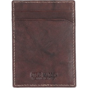 Steve Madden Men’s Leather Front Pocket Wallet with Money Clip Accessory(Brown)