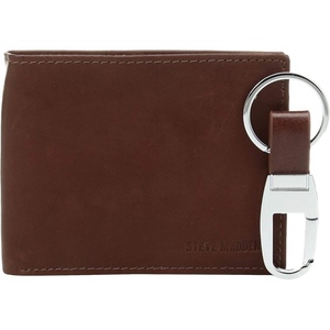 Steve Madden Men’s RFID Leather Wallet Gift Set With Key Fob Billfold, Brown 2, One Size US