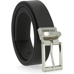 Steve Madden Men’s Reversible Men’s Dress Casual Every Day Leather Belt(Black/Brown (Textured))
