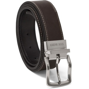 Steve Madden Men’s Reversible Men’s Dress Casual Every Day Leather Belt(Brown/Black (Oil Tanned))