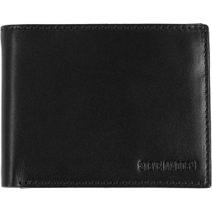 Steve Madden Men’s Slim Leather Wallet with Extra Capacity Attached Flip Pockets(Black (Glove))