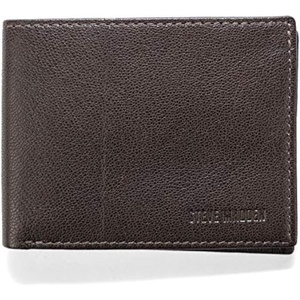 Steve Madden Men’s Slim Leather Wallet with Extra Capacity Attached Flip Pockets(Brown (Smooth Grain))