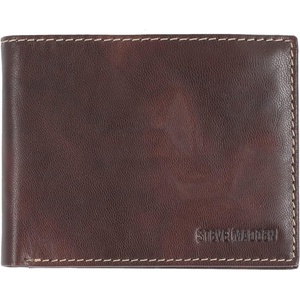 Steve Madden Men’s Slim Leather Wallet with Extra Capacity Attached Flip Pockets(Brown/Antique)
