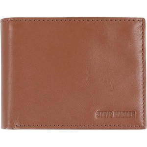 Steve Madden Men’s Slim Leather Wallet with Extra Capacity Attached Flip Pockets(Cognac (Glove))