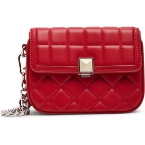 Steve Madden Women’s Steve Madden Carla Mixed Quilt Flap Crossbody(Red)