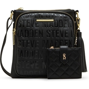 Steve Madden Women’s Steve Madden Glamjem Crossbody and Wallet Set(Black)