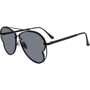 Steve Madden womens Steve Madden Female Sunglasses Style Monet Aviator Sunglasses(Shiny Black/Light Solid Smoke)