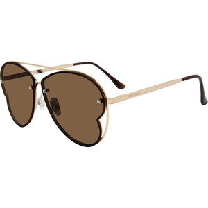 Steve Madden womens Steve Madden Female Sunglasses Style Monet Aviator Sunglasses(Shiny Gold/Brown/Solid Brown)
